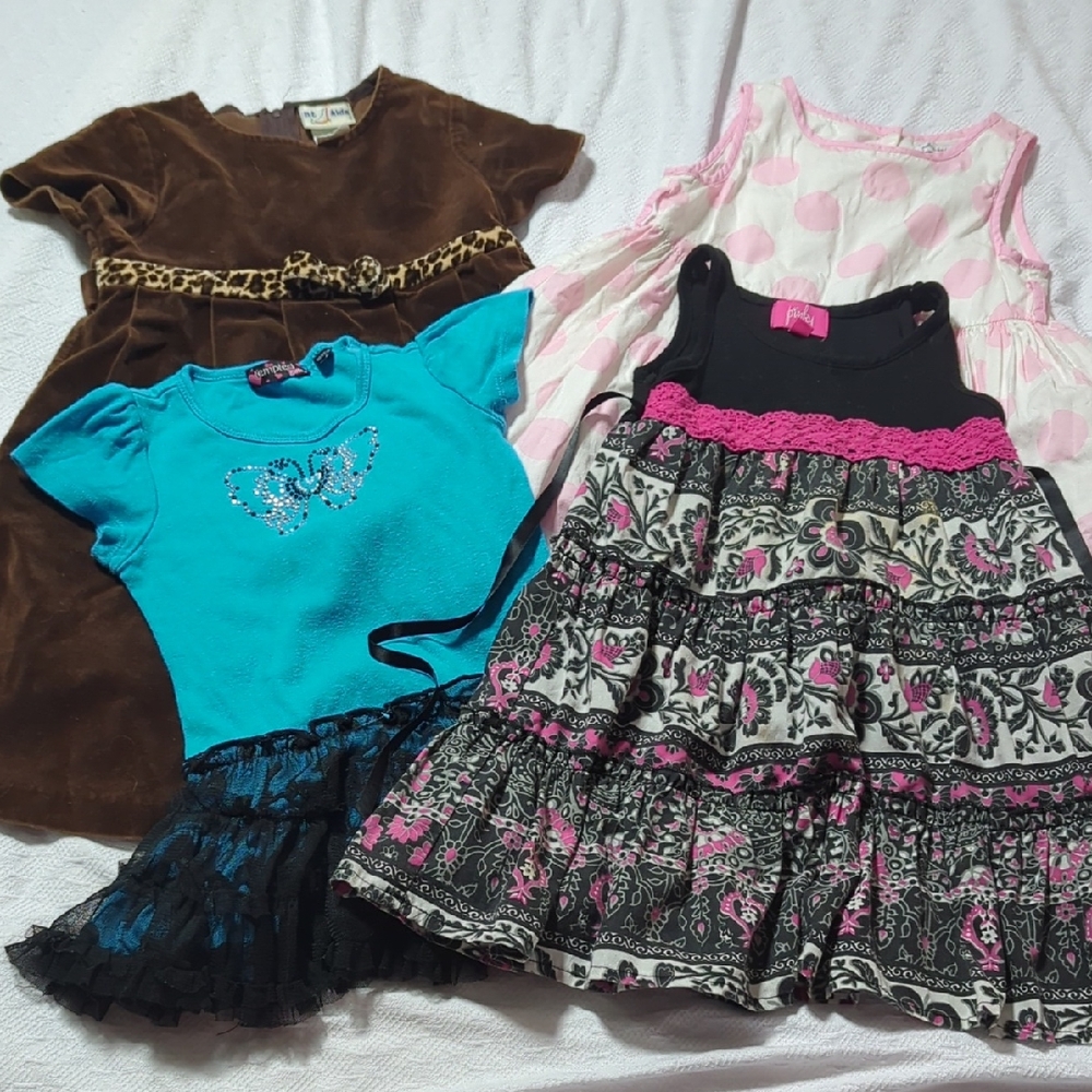 Girls' Dress Bundle - Brown, Blue, Black, Pink
